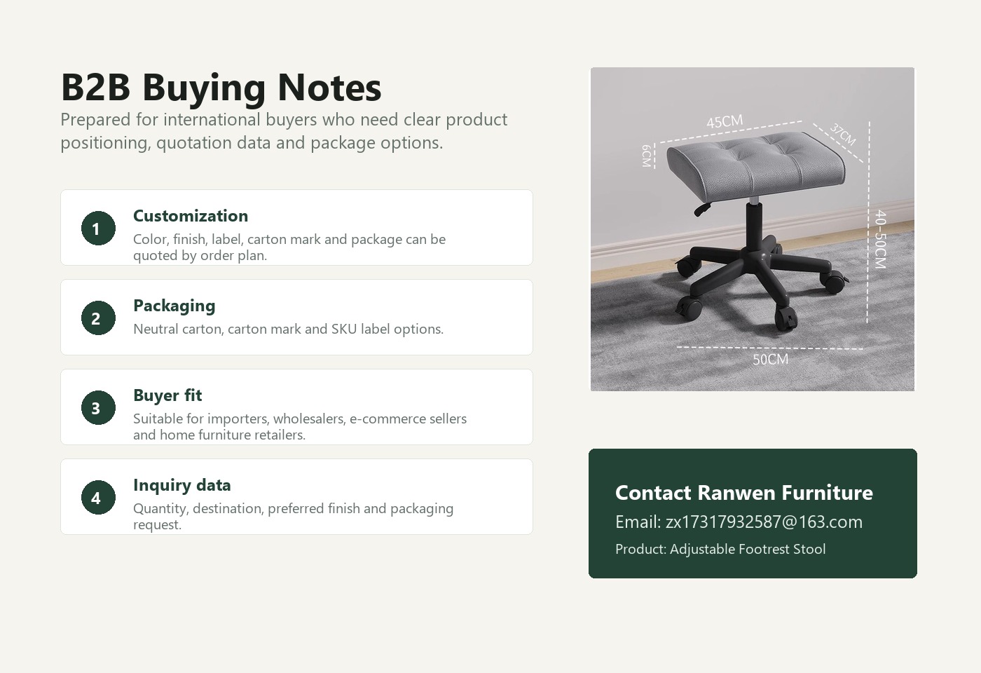 English B2B buying visual for Adjustable Footrest Stool