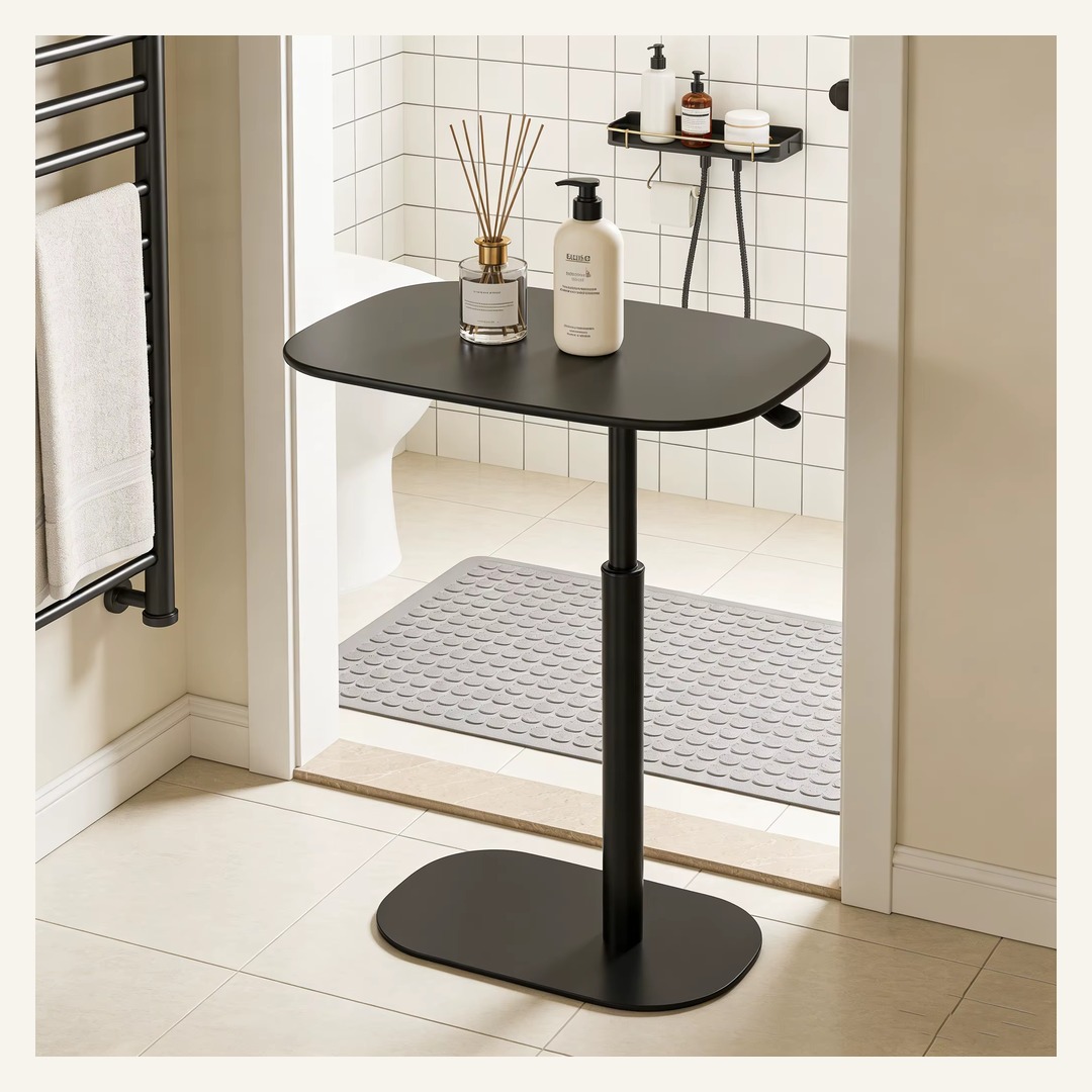 Black Rounded Pneumatic Side Table