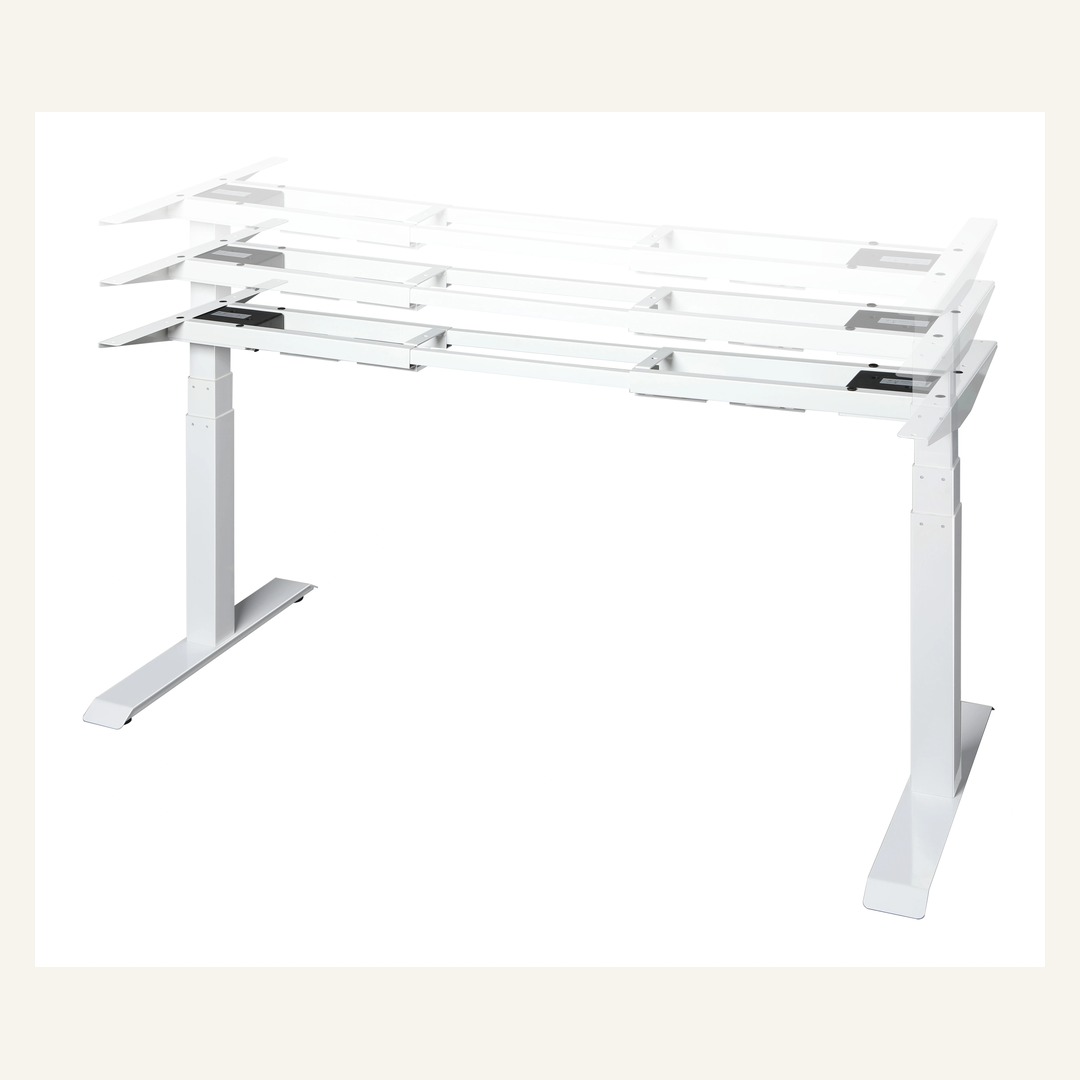 White Three-Leg Standing Desk Frame