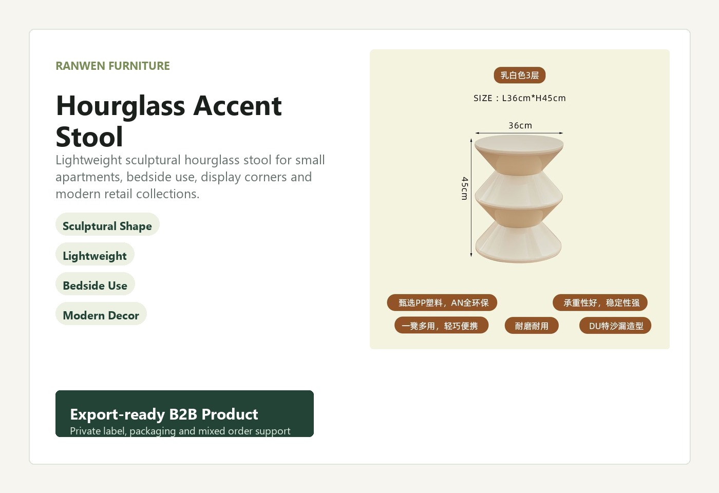 English B2B visual for Hourglass Accent Stool