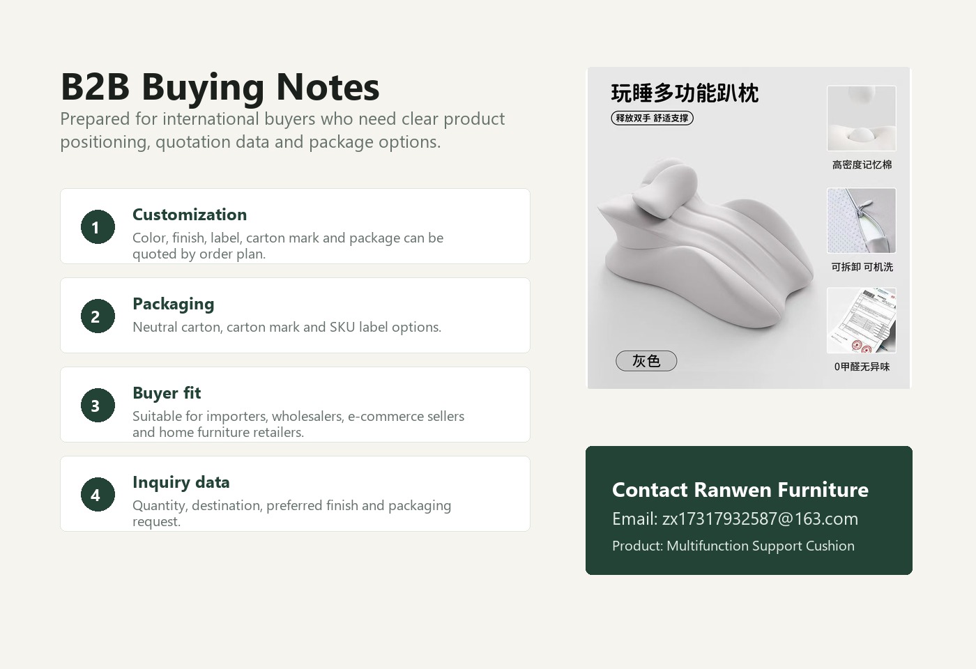 English B2B buying visual for Multifunction Support Cushion