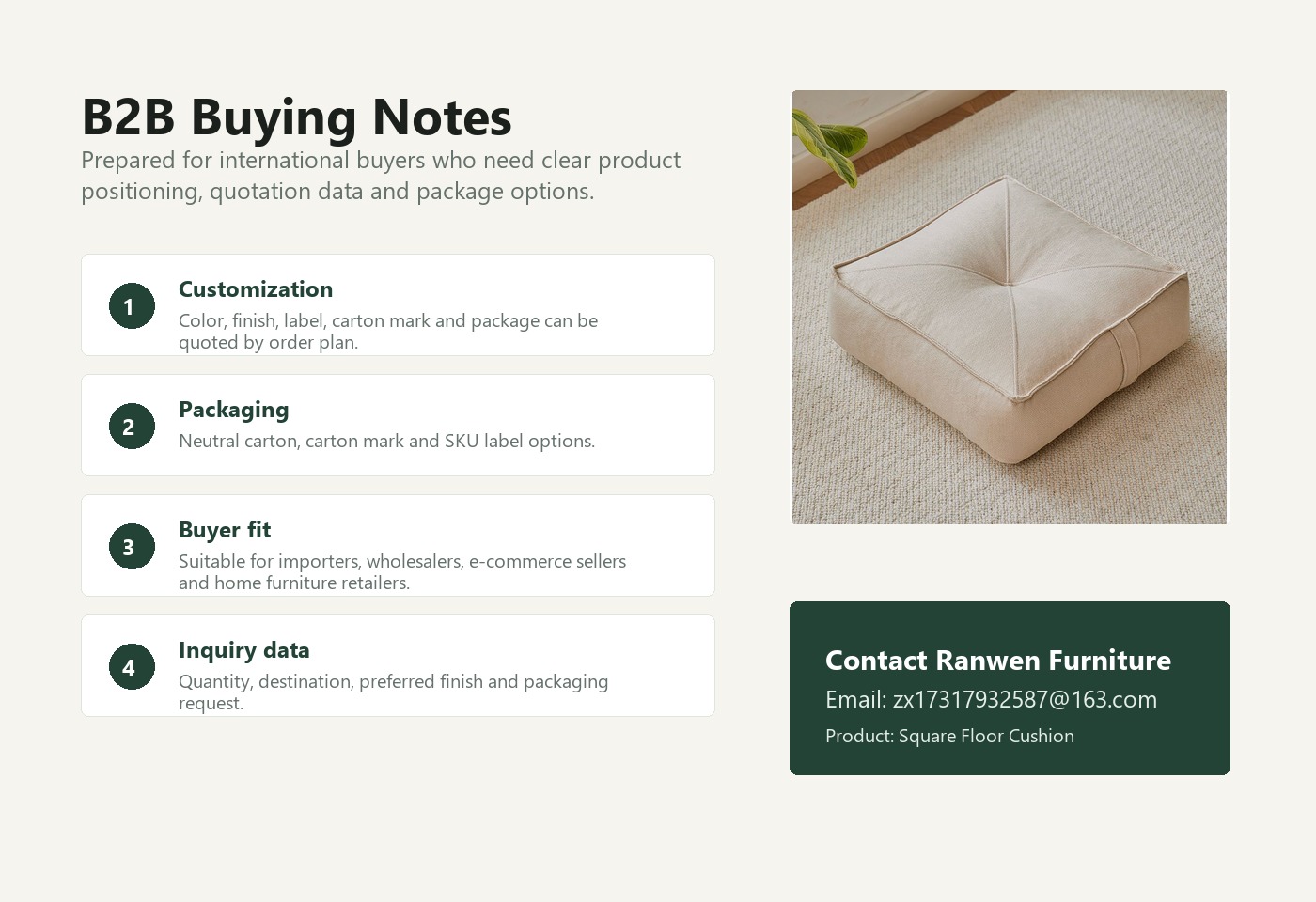 English B2B buying visual for Square Floor Cushion