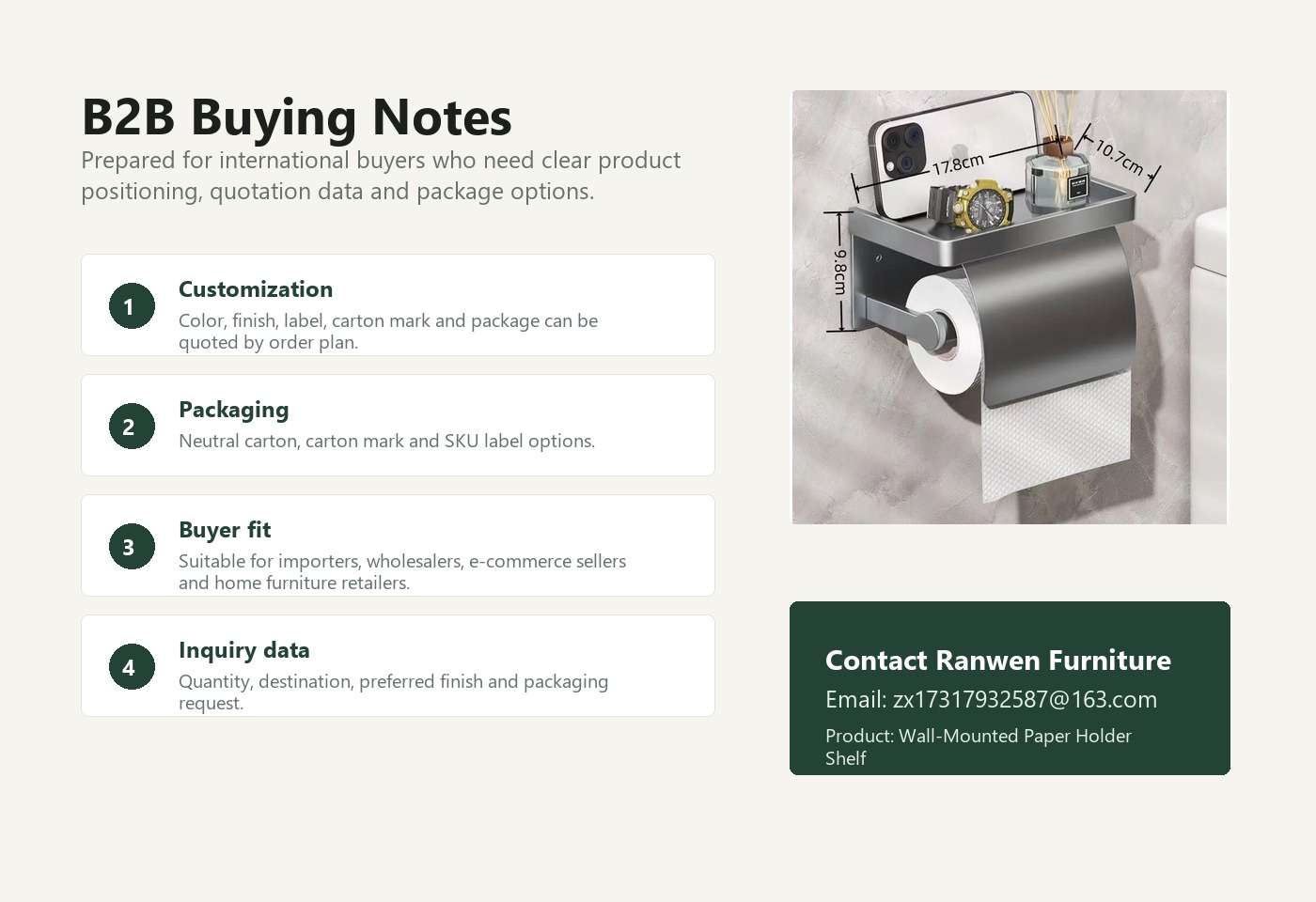 English B2B buying visual for Wall-Mounted Paper Holder Shelf